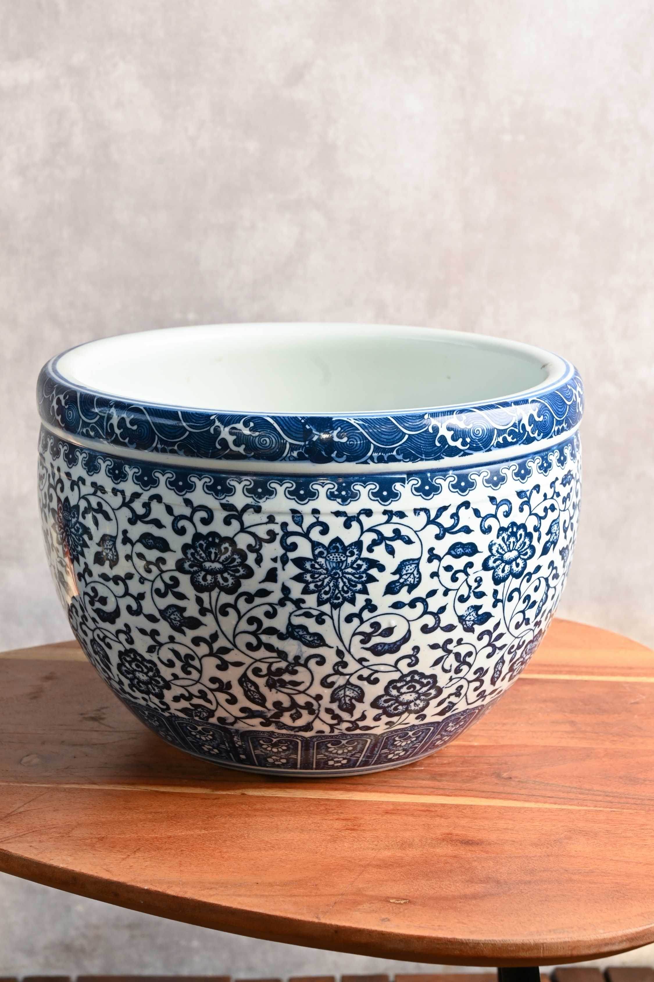 Ceramic Planters Floral with Border Round Floral Porcelain Planter Round Floral Porcelain Planter