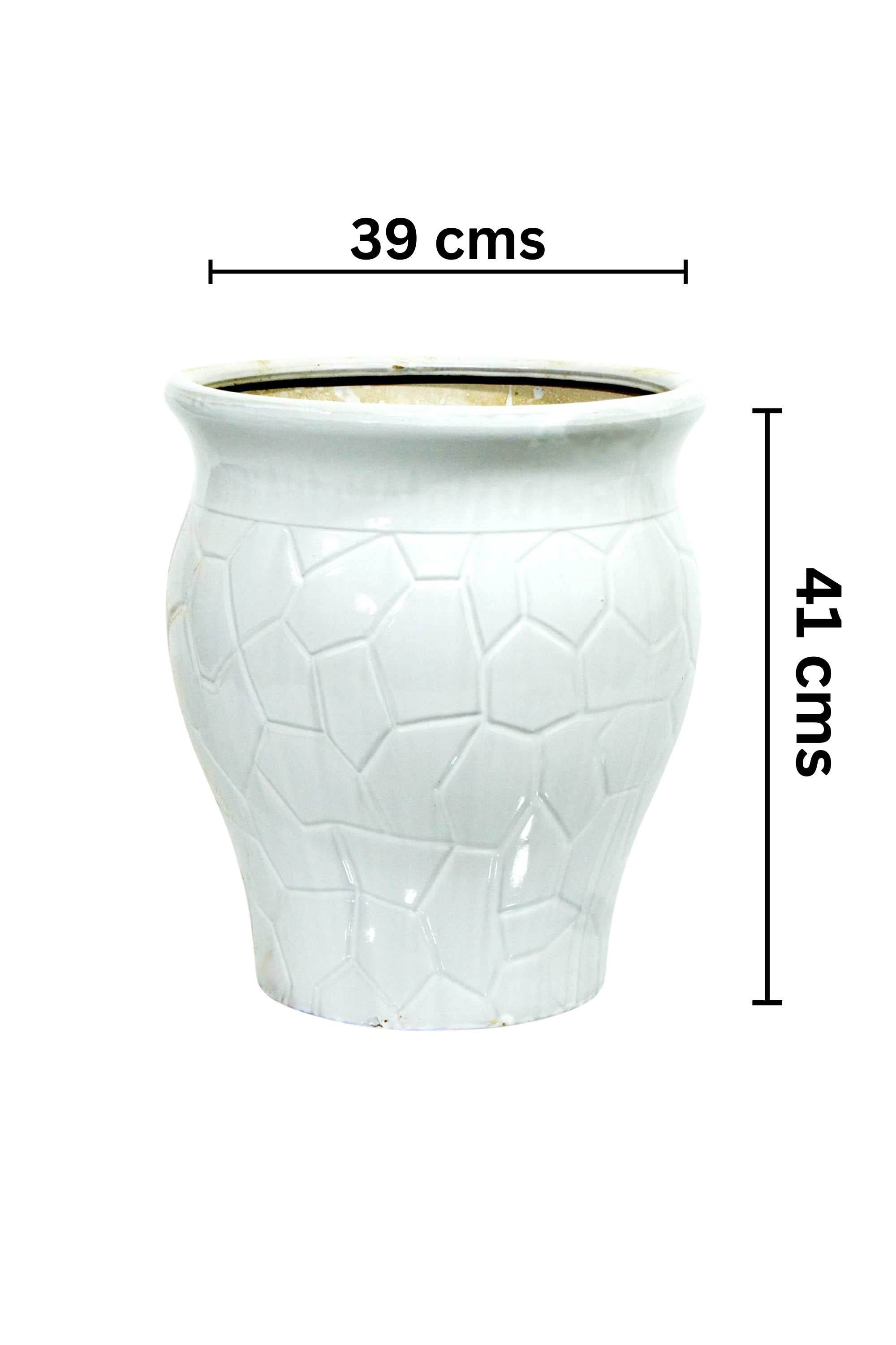 Ceramic Planters Large 39 - 41 cms Pure White Ceramic Outdoor Planter Pure White Ceramic Outdoor Planter