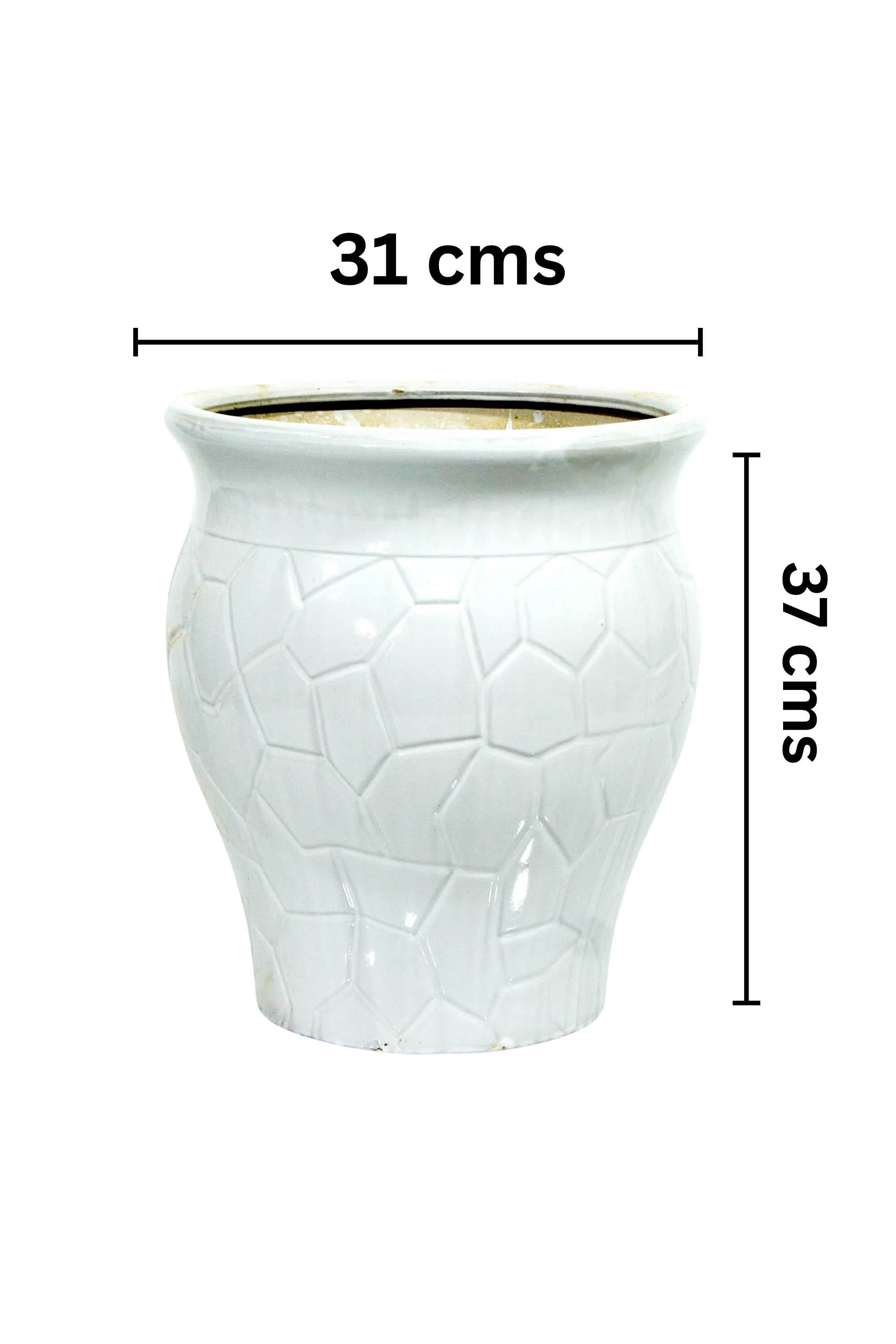 Ceramic Planters Medium 31 - 37 cms Pure White Ceramic Outdoor Planter Pure White Ceramic Outdoor Planter