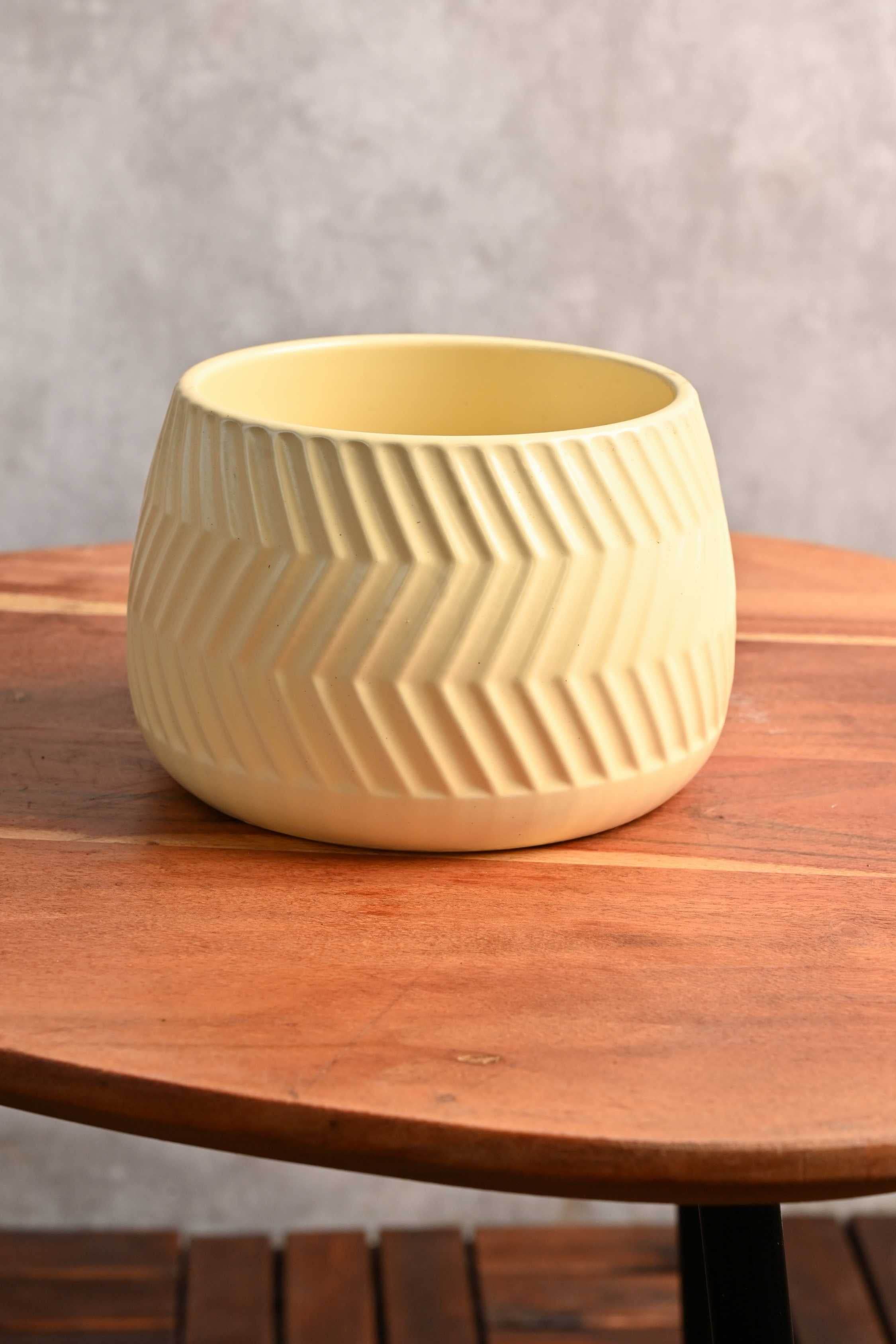 Ceramic Planters Medium / Chevron Low Wide Ceramic Planter Low Wide Ceramic Planter