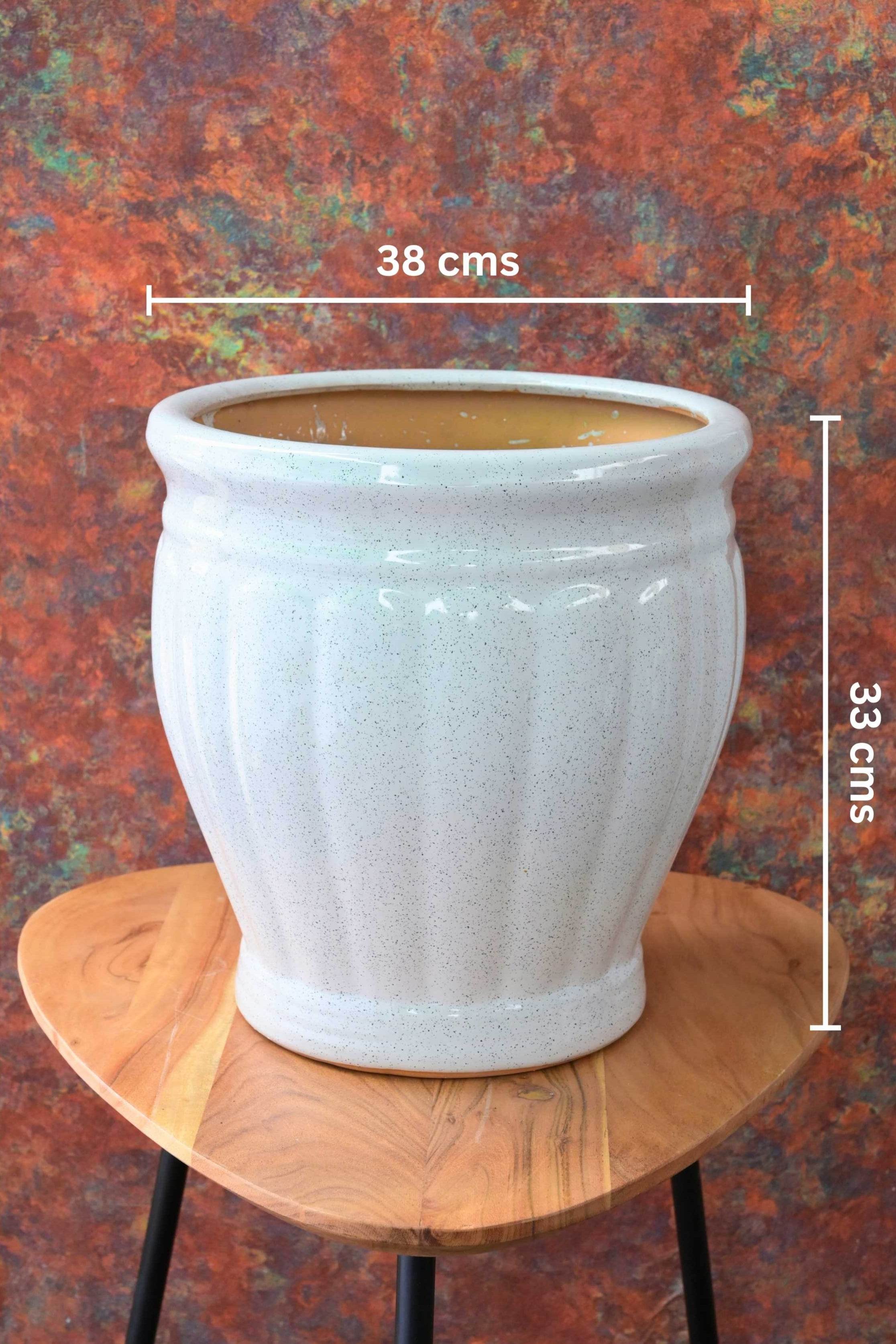 Ceramic Planters Medium / Marbled Barrel Ceramic Planter Barrel Ceramic Planter