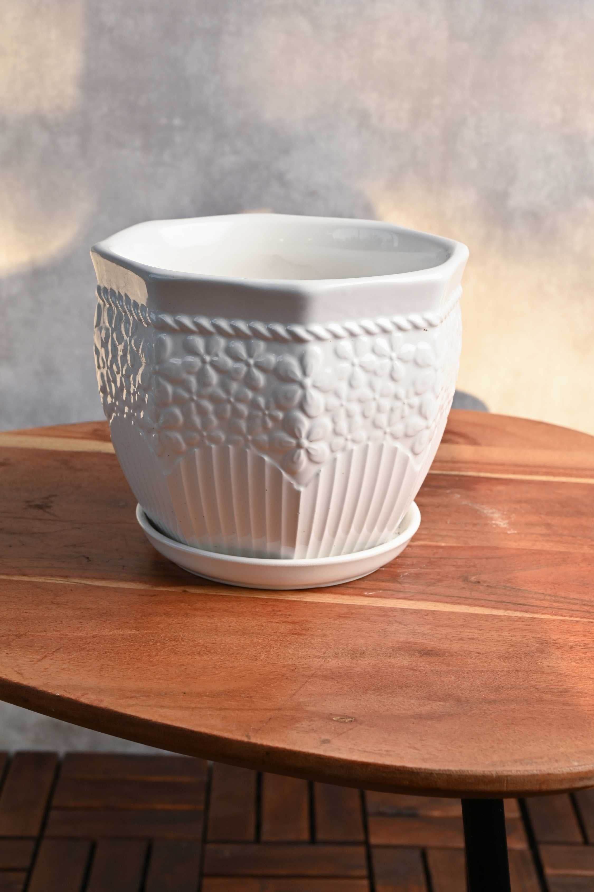 Ceramic Planters Tapered Ceramic Planter with Plate Tapered Ceramic Planter with Plate
