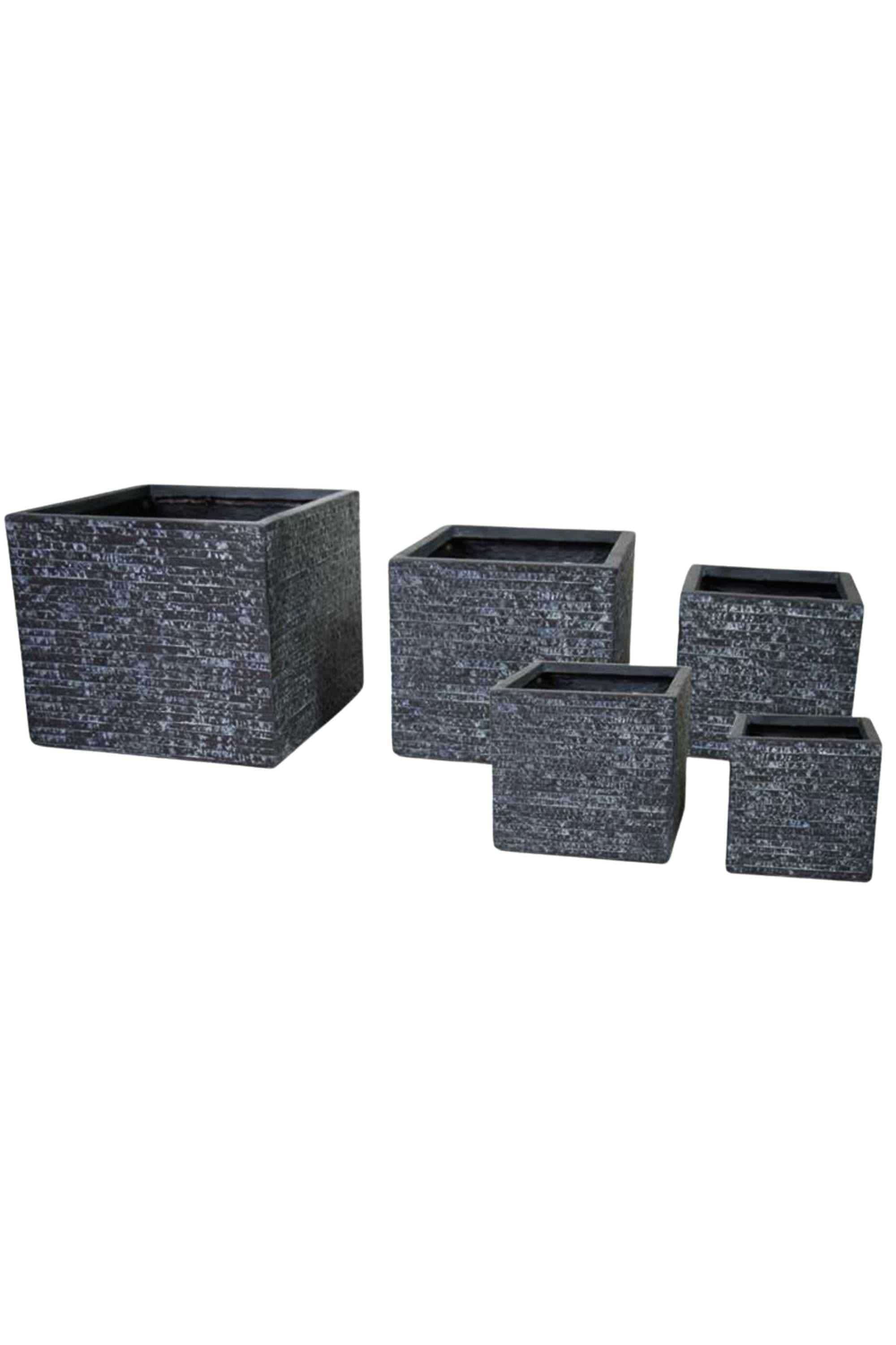 GRC / GRP Planters Beige Ribbed / Small 20 - 22 cms GRC Cube Planter – Textured Finish GRC Cube Planter – Textured Finish