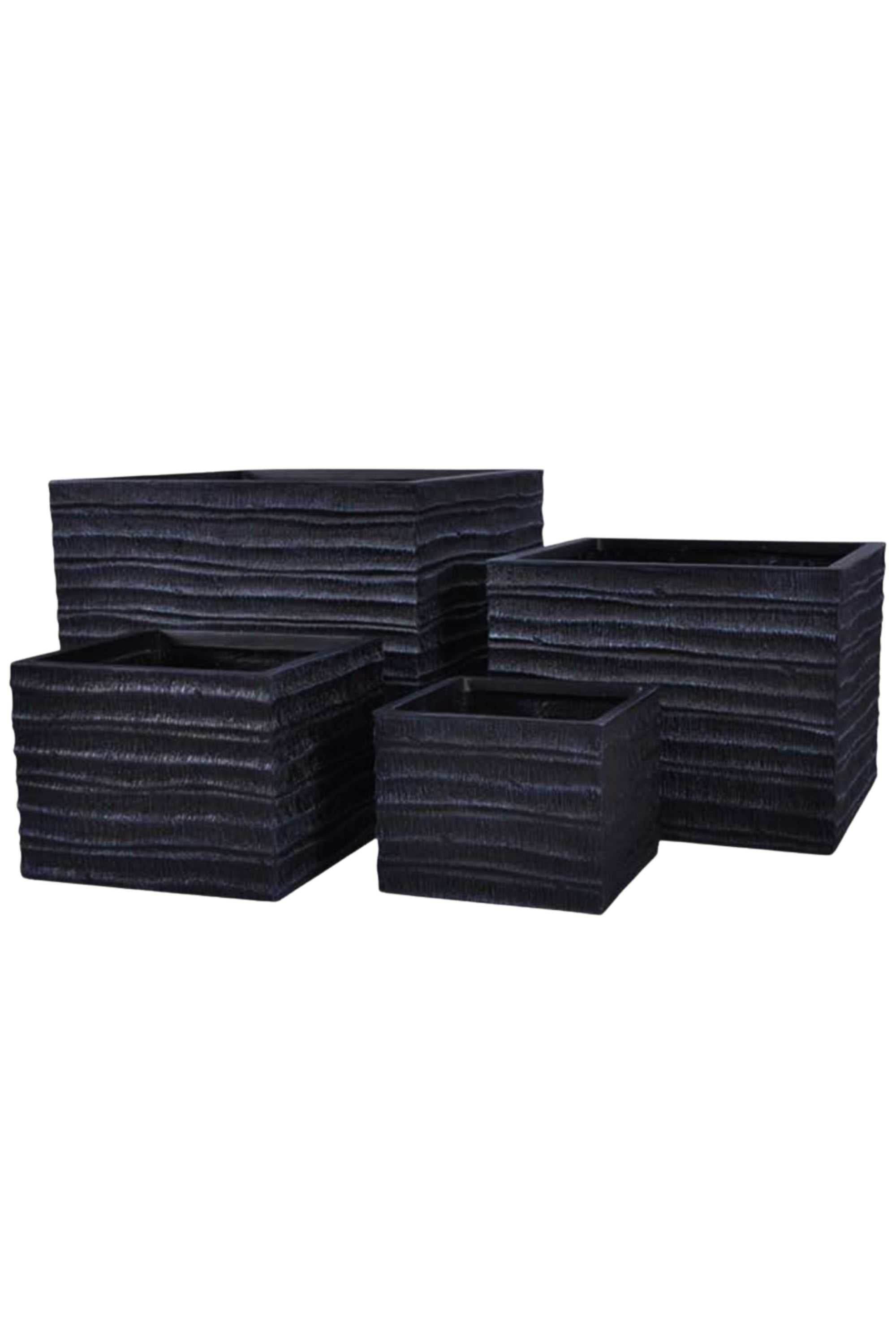 GRC / GRP Planters Black / Small 24 - 22 cms GRC Square Planter – Slim Textured Series GRC Square Planter – Slim Textured Series