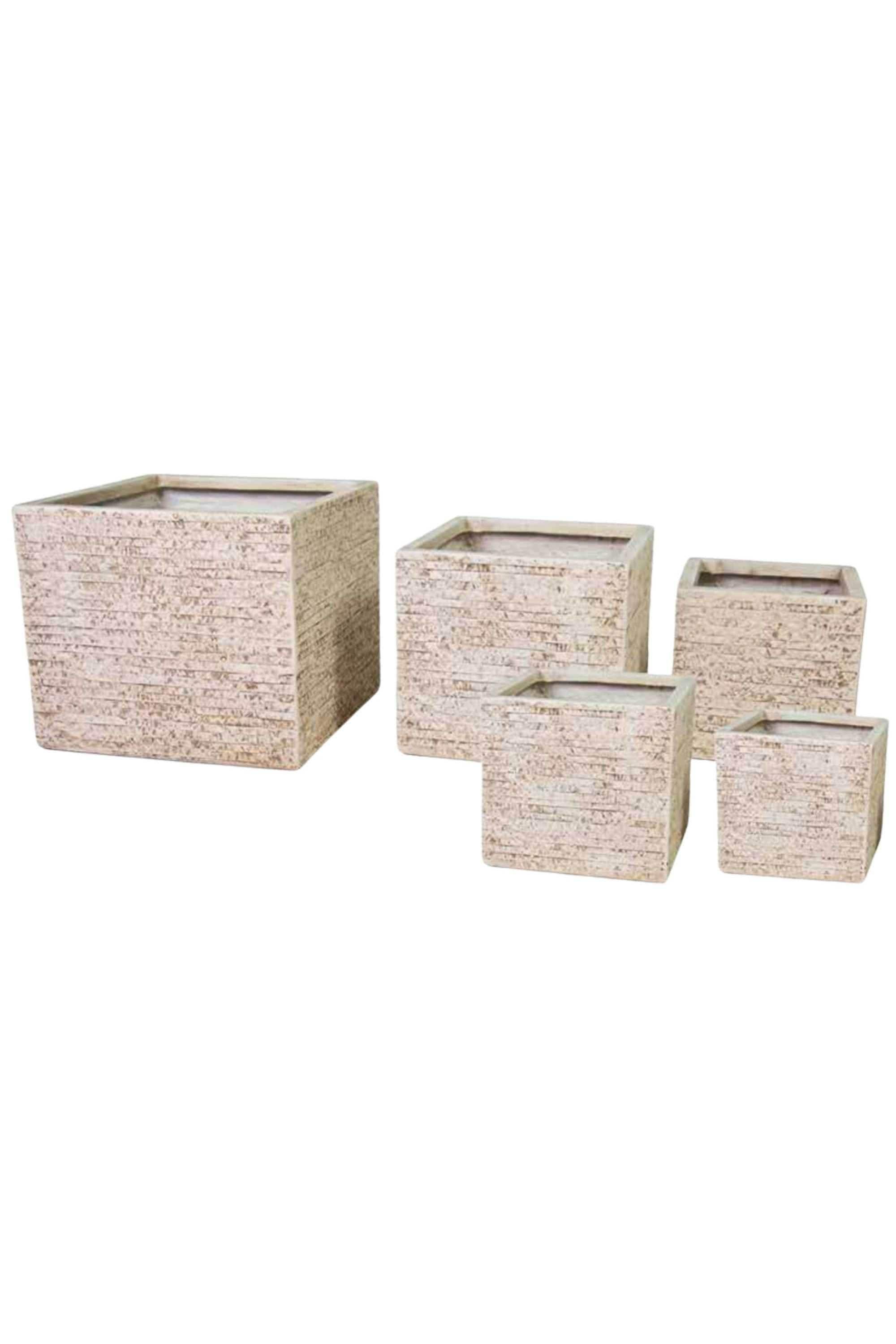 GRC / GRP Planters Charcoal Ribbed / Small 20 - 22 cms GRC Cube Planter – Textured Finish GRC Cube Planter – Textured Finish