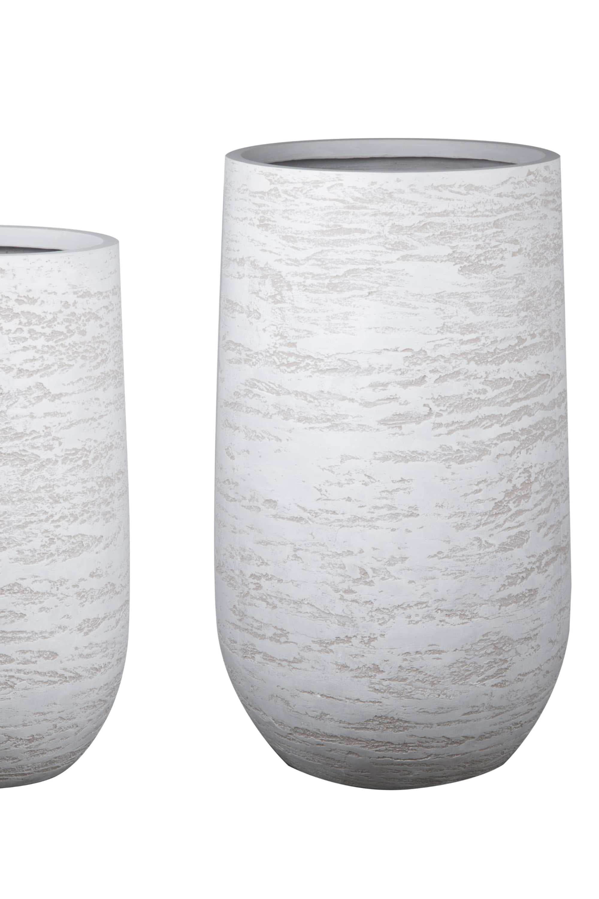 GRC / GRP Planters Medium 34x60 cms / White Textured Tall Eggform GRC Planter Textured Tall Eggform GRC Planter