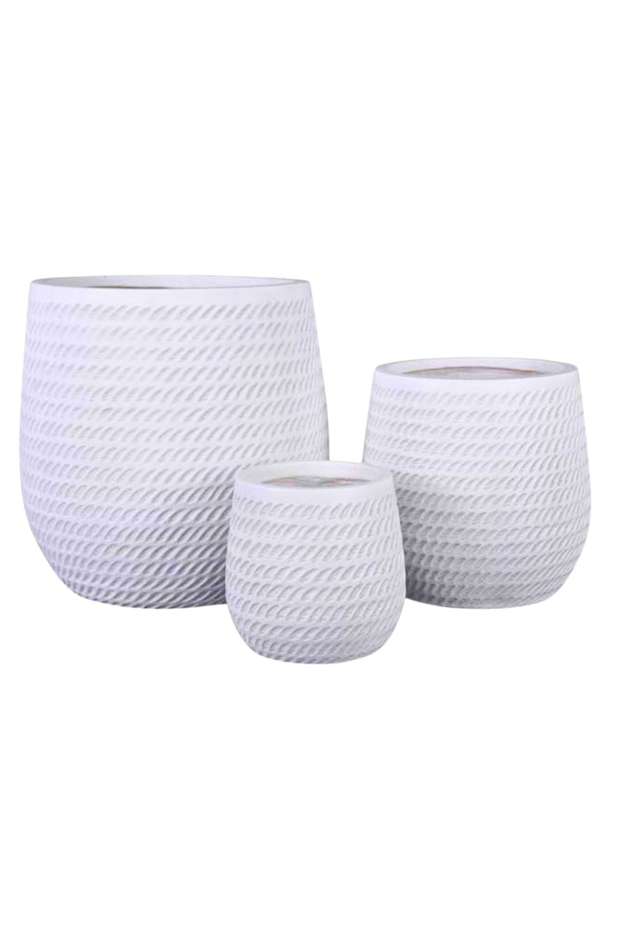 GRC / GRP Planters Small 22 -22 cms / White Textured Egg-Shaped Planter Textured Egg-Shaped Planter