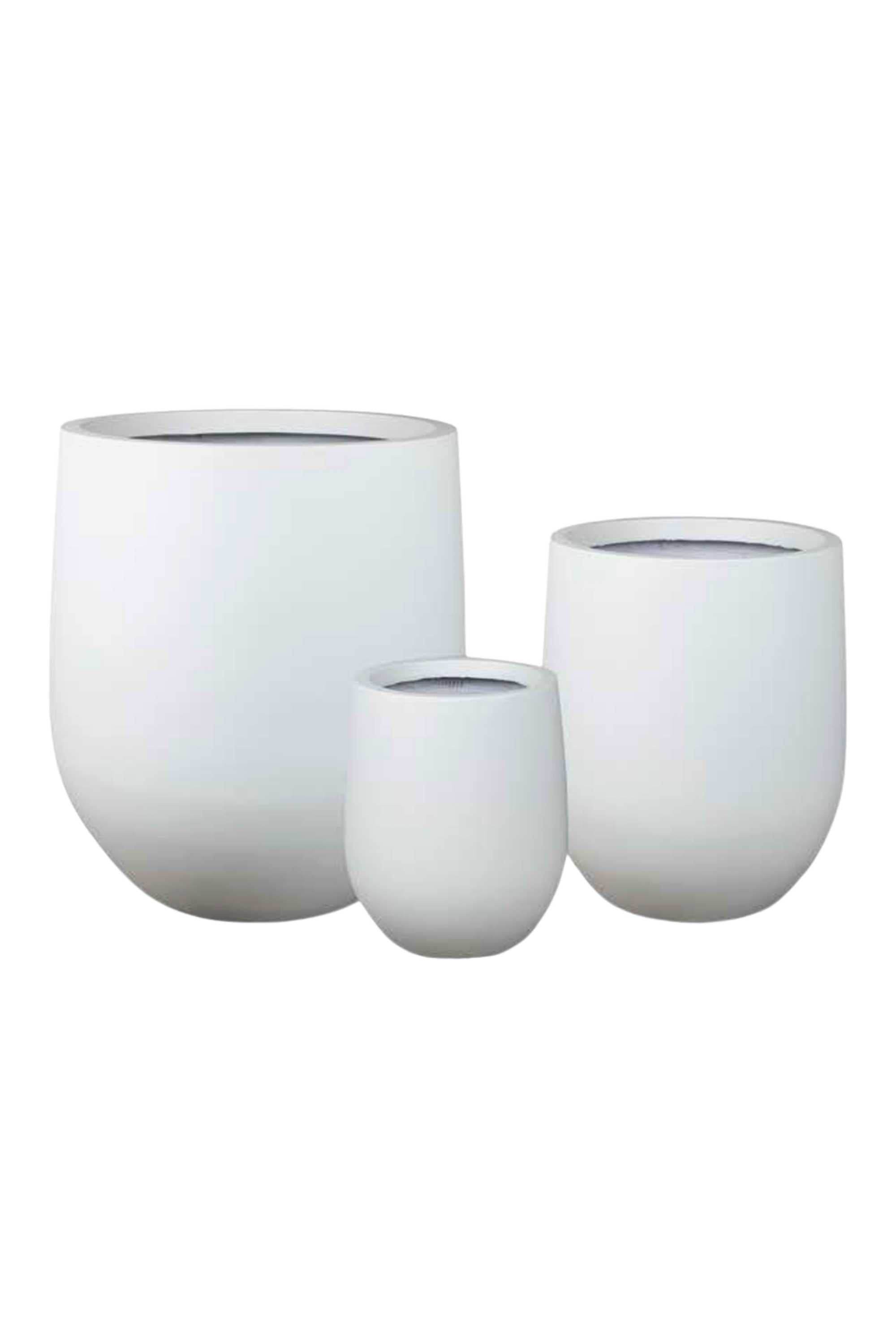 GRC / GRP Planters Small  28 - 32 cms / White Lunara Egg-Shaped GRC Planter Lunara Egg-Shaped GRC Planter