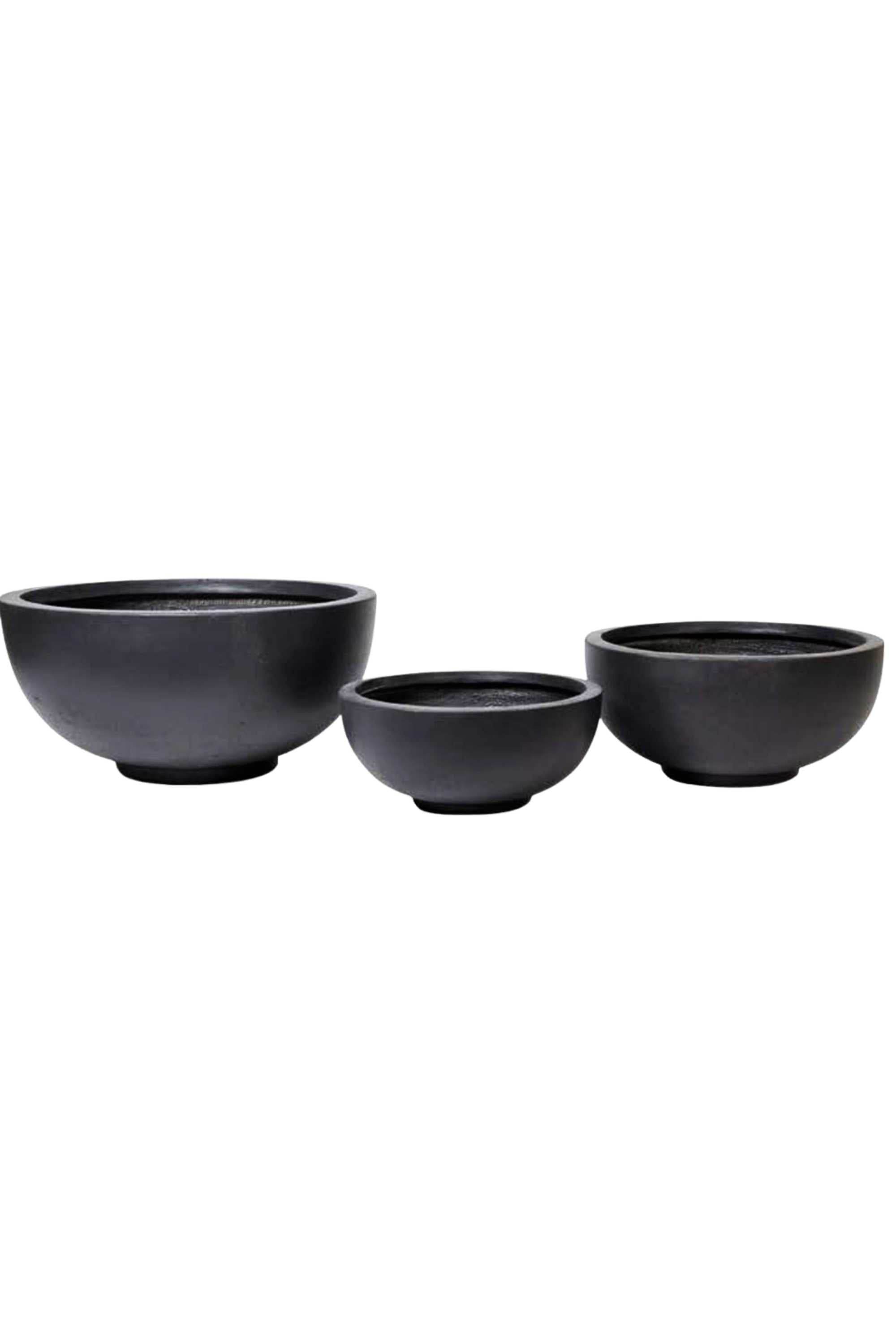GRC / GRP Planters Small 36 - 16.5 cms / Graphite Black GRC Bowl Planter GRC Bowl Planter
