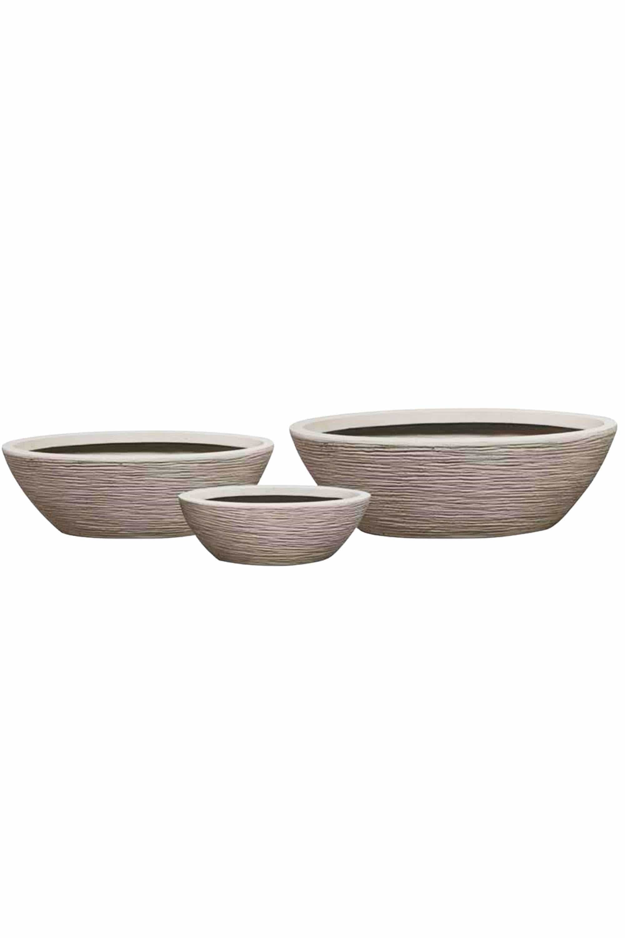 GRC / GRP Planters Small 42 - 14 cms / Beige Flared Texture GRC Bowl Planter Flared Texture GRC Bowl Planter