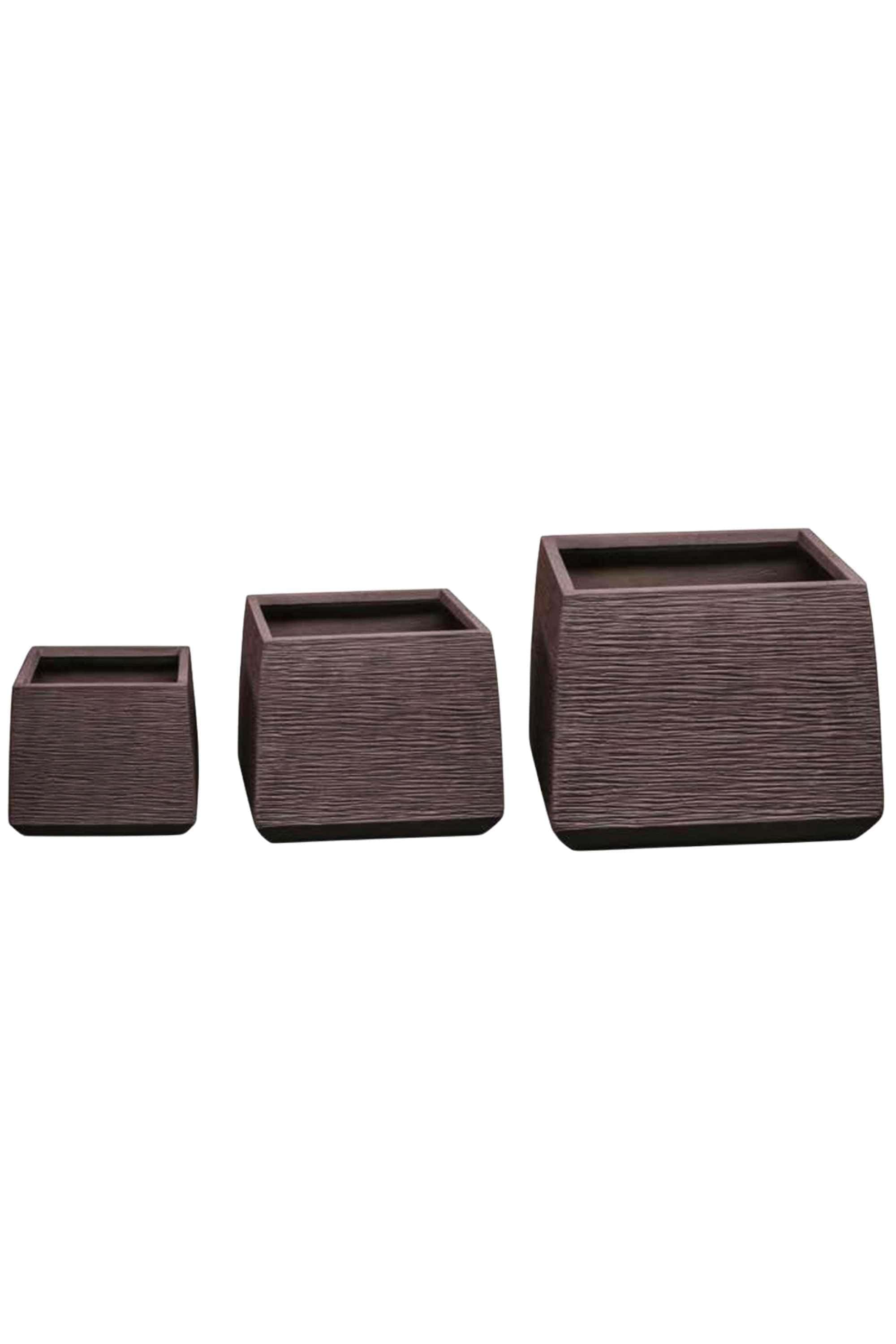 GRC / GRP Planters Small  45 - 38 cms / Textured Brown Trapezo Quad GRC Planter Trapezo Quad GRC Planter