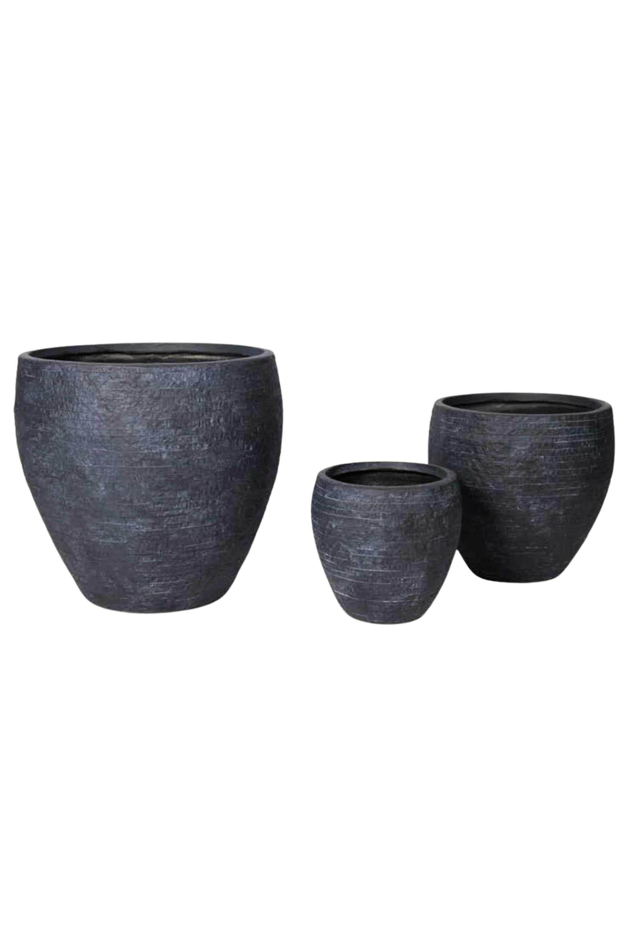 GRC / GRP Planters Textured Black / Small  31 - 28 cms Stoneform Egg Planter Stoneform Egg Planter