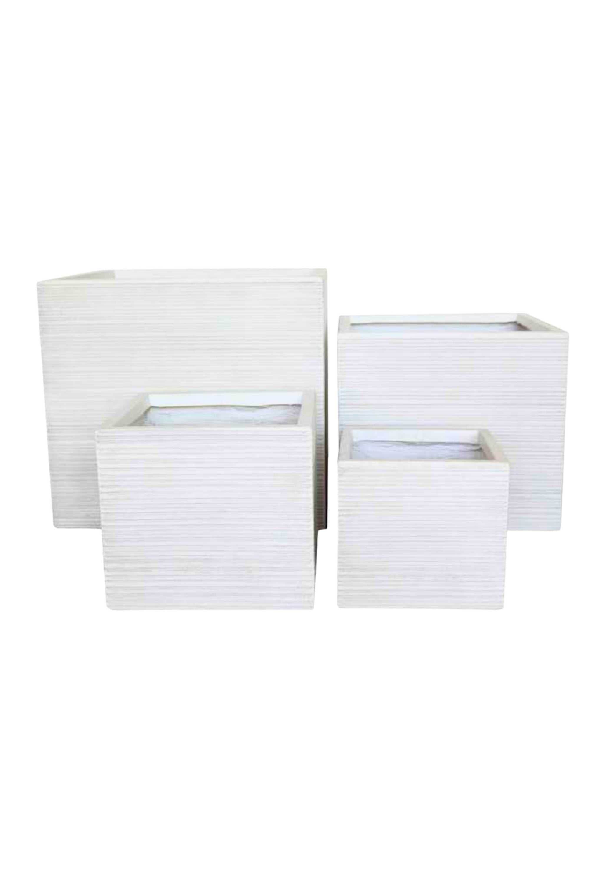 GRC / GRP Planters White / Small 24 - 22 cms GRC Square Planter – Slim Textured Series GRC Square Planter – Slim Textured Series