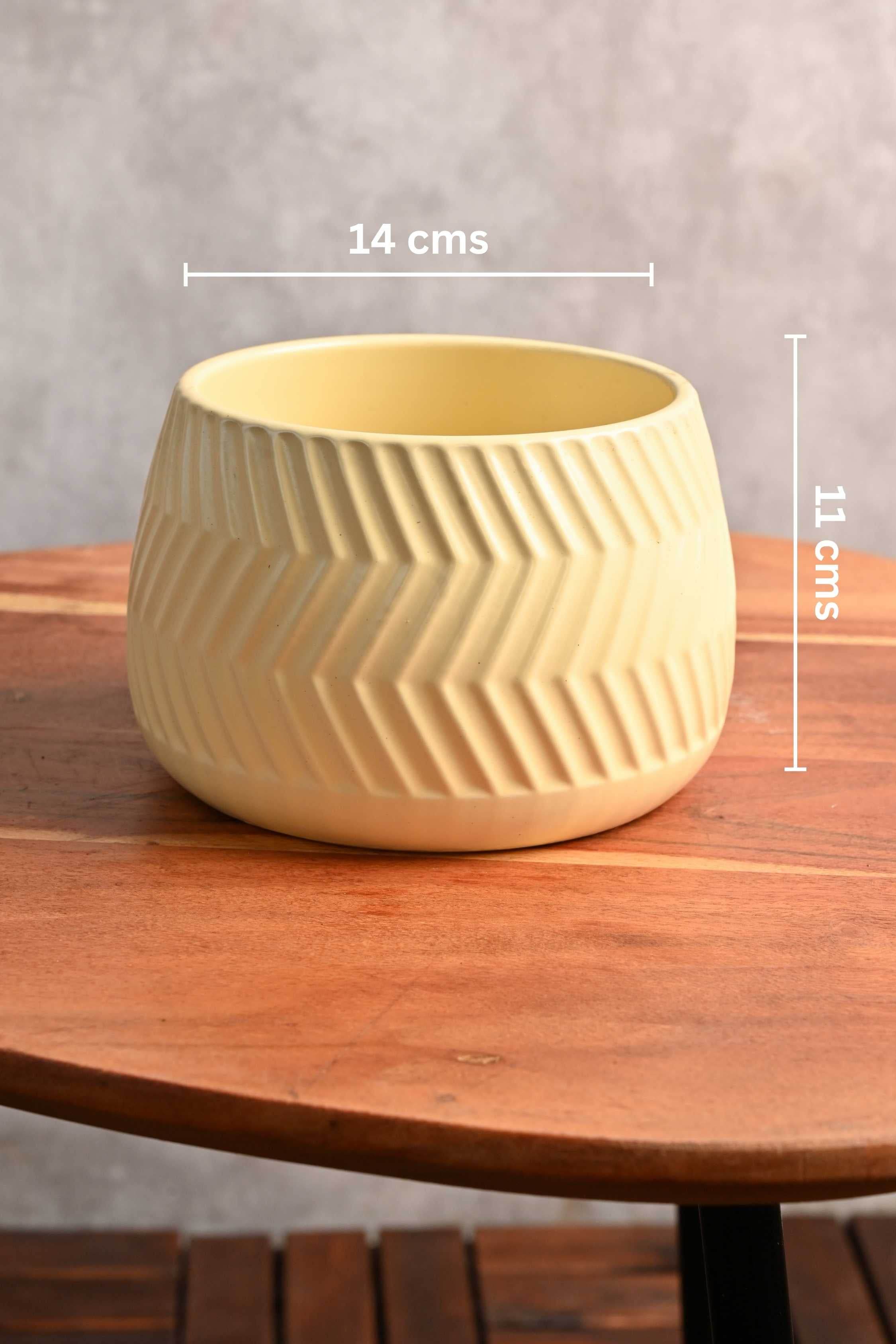 Ceramic Planters Medium / Chevron Low Wide Ceramic Planter Low Wide Ceramic Planter