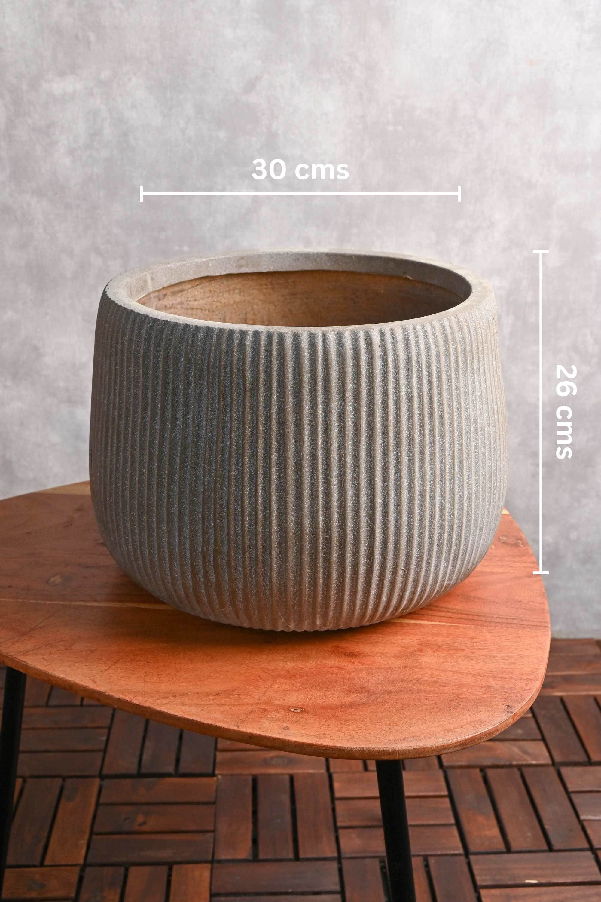 GRC / GRP Planters Large 30-26 cms Round Ribbed GRC Planter Round Ribbed GRC Planter