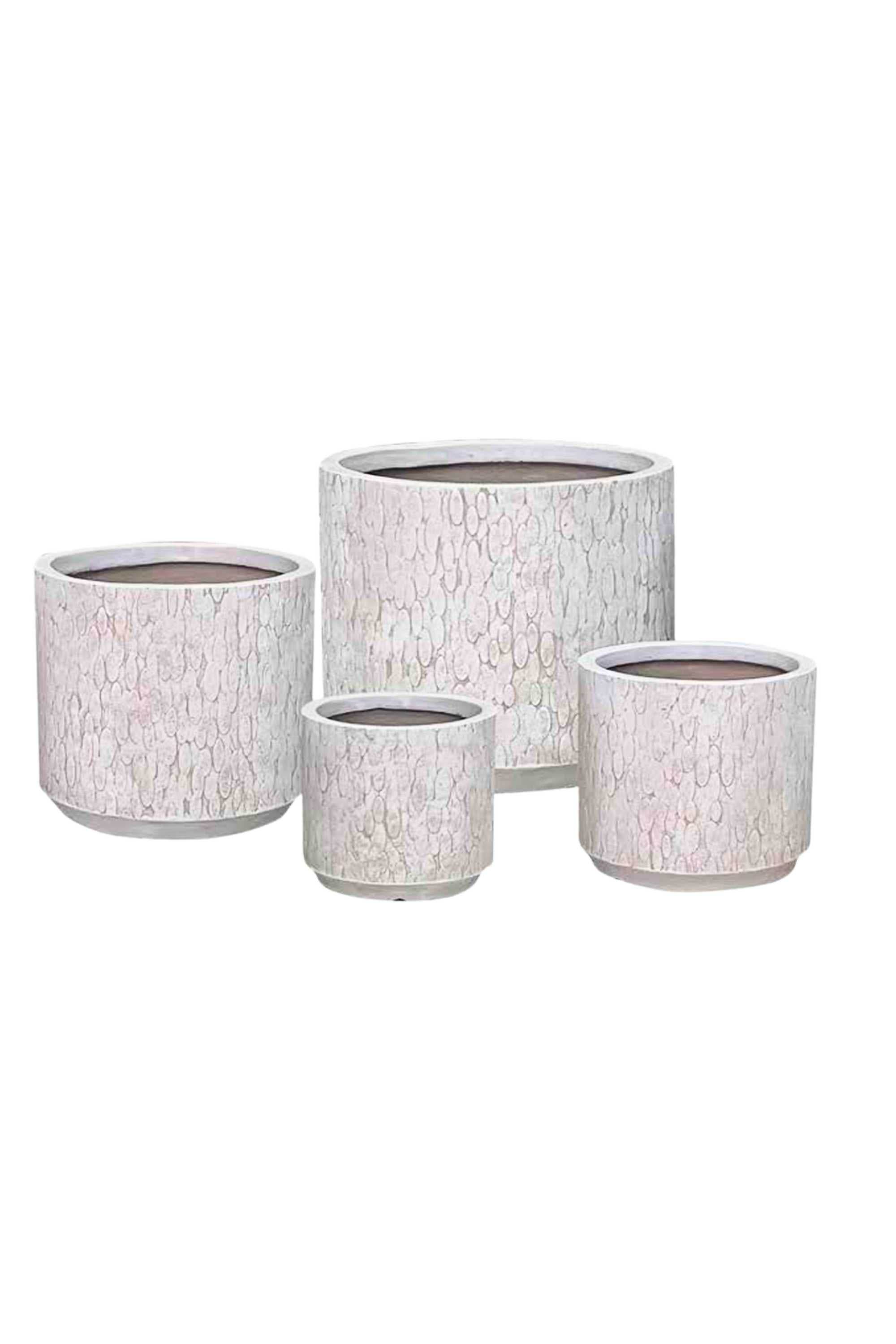 GRC / GRP Planters Small  23 - 22 cms / White Corallo Cylindrical GRC Planter Corallo Cylindrical GRC Planter