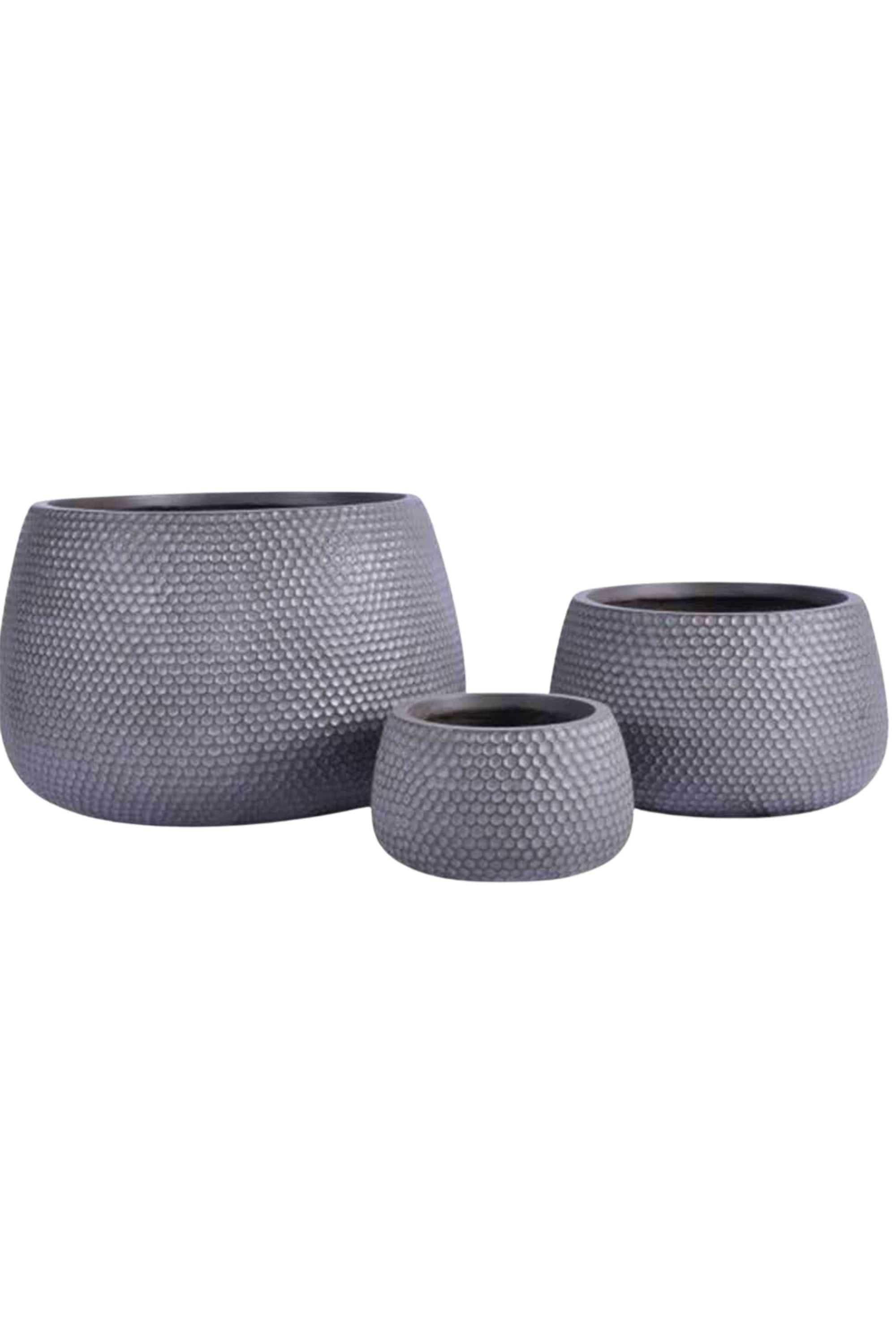 GRC / GRP Planters Small  24 - 16 cms / Pebble Grey Stoneform Low Round GRC Planter Stoneform Low Round GRC Planter