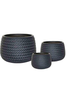 GRC / GRP Planters Small  24 - 16 cms / Rope Black Stoneform Low Round GRC Planter Stoneform Low Round GRC Planter
